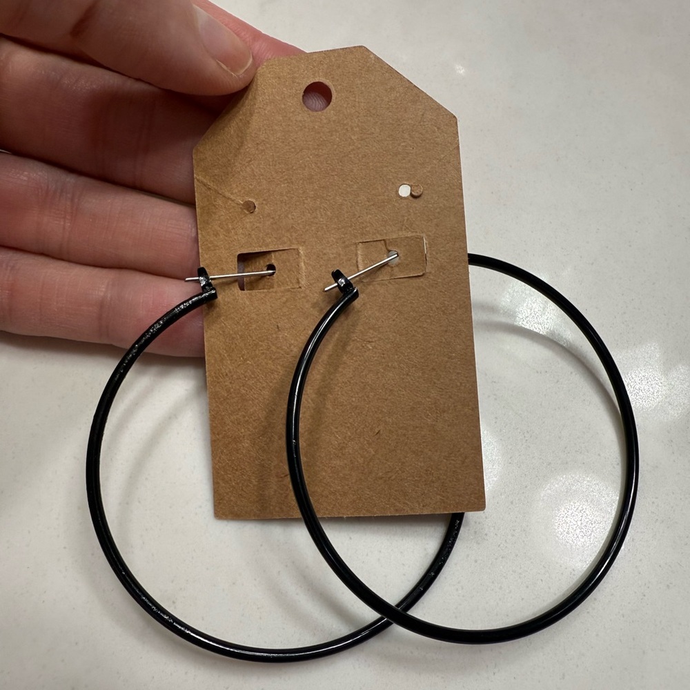 Classic Black Hoop Earrings